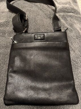 Milano Black Pebbled Leather Messenger Bag